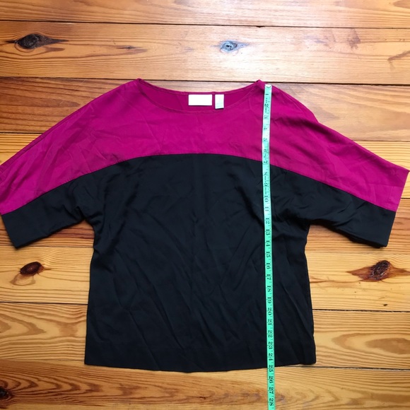 Chico’s Fushcia Black Shortsleeve Boxy Blouse, EUC, 1 - Picture 7 of 14